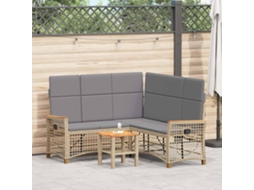 Vidaxl Conjunto De Sofá Reclinado Para Jardim Bege E Cinza Claro