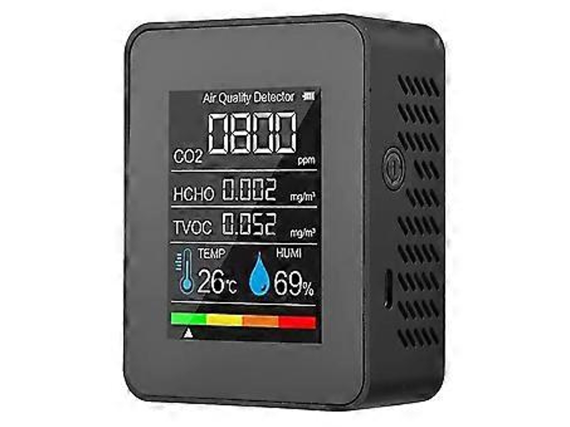 Medidor De Qualidade Do Ar Portátil, Detector De Co2 Interno 5 Em 1, Formaldeído, Hcho, Testador De Tvoc, Temperatura Lcd Slowmoose