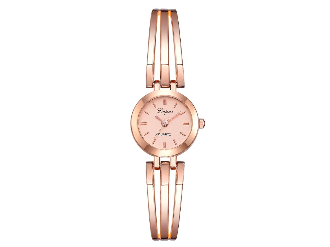 Relógio de Pulso Feminino Casual de Quartzo com Pulseira de Liga e Mostrador Redondo 3 Cores