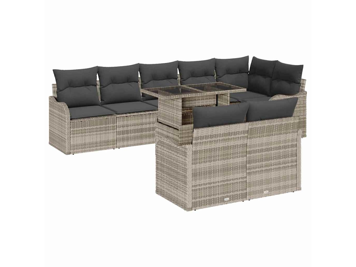 Vidaxl Conjunto De Sofá De Jardim 9 Unid. Cinzento-claro