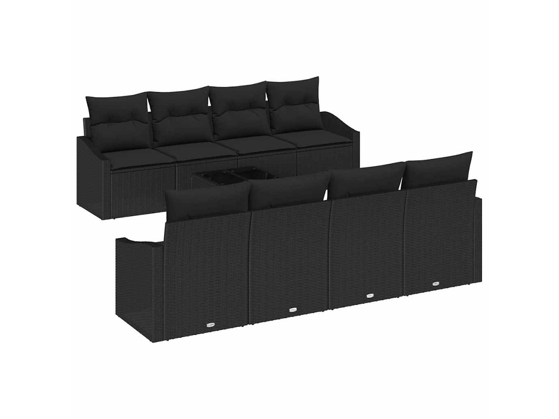 Maison Exclusive - Conjunto De Sofás Com Almofada 7 Pcs Preto Vime Pe