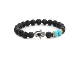 Pulseira De Pedra Com Pingente Olho E Cadeia Fashion