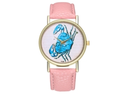 Relógio de Pulso de Quartzo com Cinto de Couro Pu Cartoon Simples Rosa T165 a