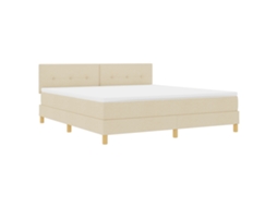 Conjunto 1 Estrado Com Molas Vidaxl Creme Tecido (180 X 200 Cm)