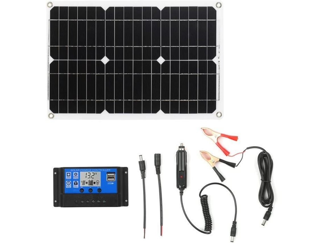 Kit de Painel Solar Monocristalino Off-Grid de 18 W 12 V com Kit de Cabo de Conexão Sae para Controlador de Carga Solar A217