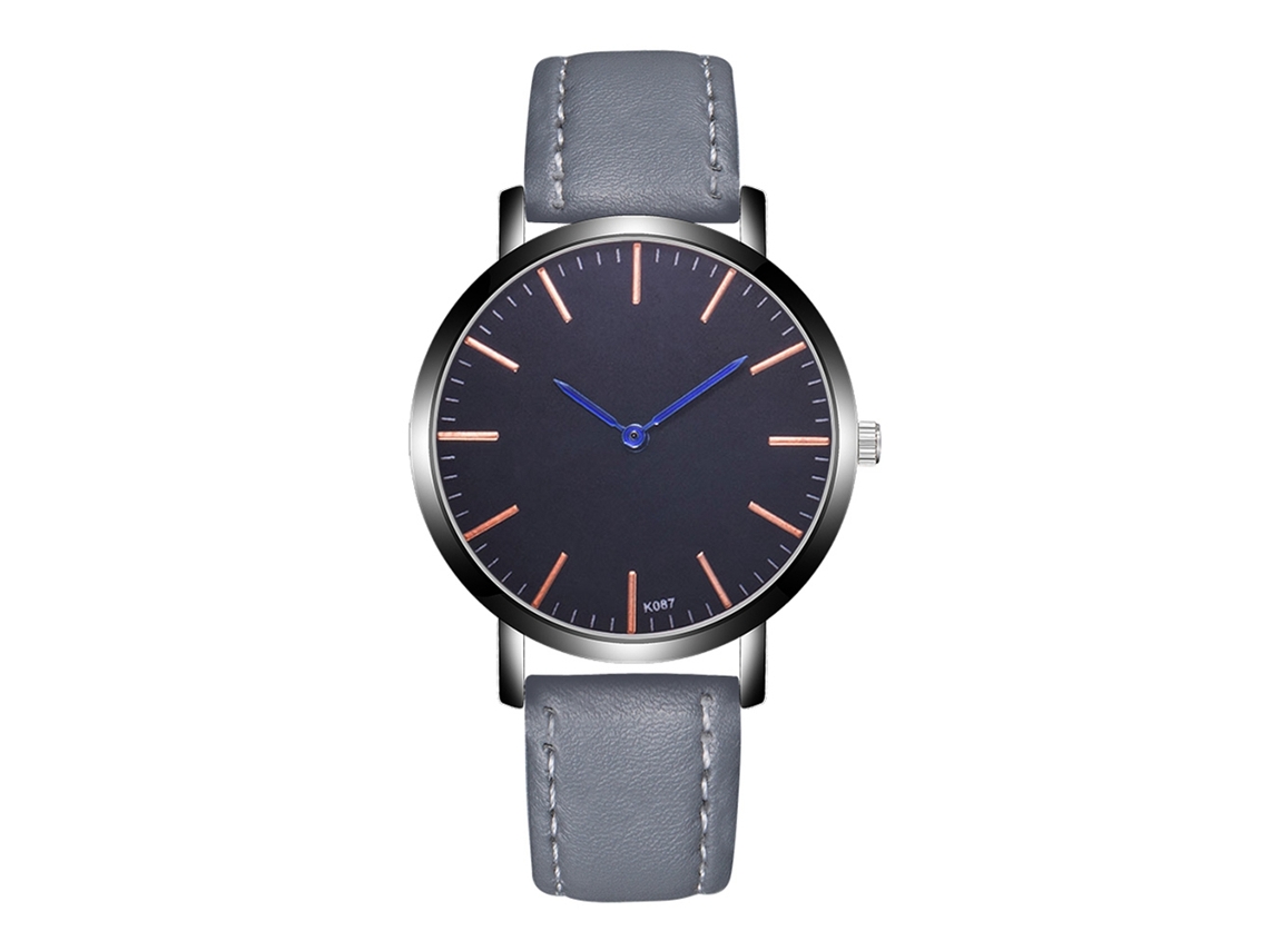 Relógio de pulso masculino Zhoulianfa, quartzo analógico, pulseira de PU cinza.