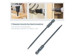 Kit De 10 Brocas De Chave De Fenda Estrela Segura T7 Com Cabo Hexagonal 1/4" 100mm Magnéticas
