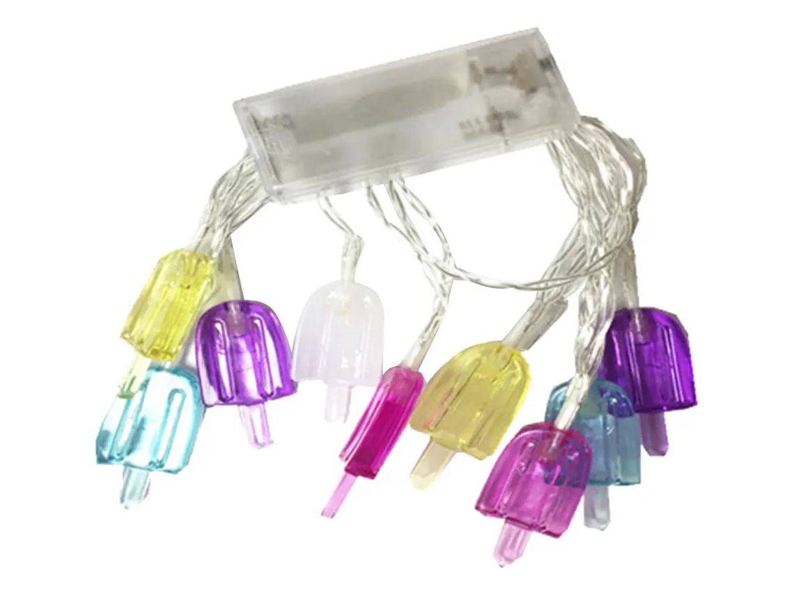 Corrente De Lâmpada Led Em Formato De Sorvete Branco