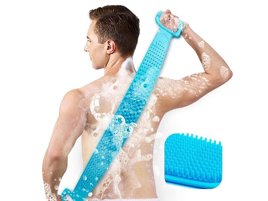 2026 escobilla de Espalda de Silicona para Ducha Larga 76cm Exfoliante Doble Lado Cepillo Corporal Con Mango Antideslizante