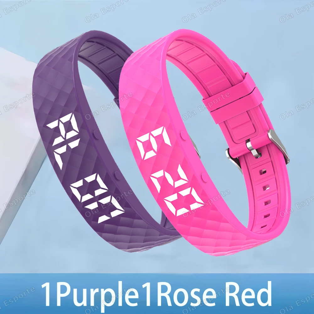 (1 Roxo, 1 Vermelho) Rastreador De Atividades Físicas Com Alarme Vibratório, Monitoramento Do Sono E Pedômetro.