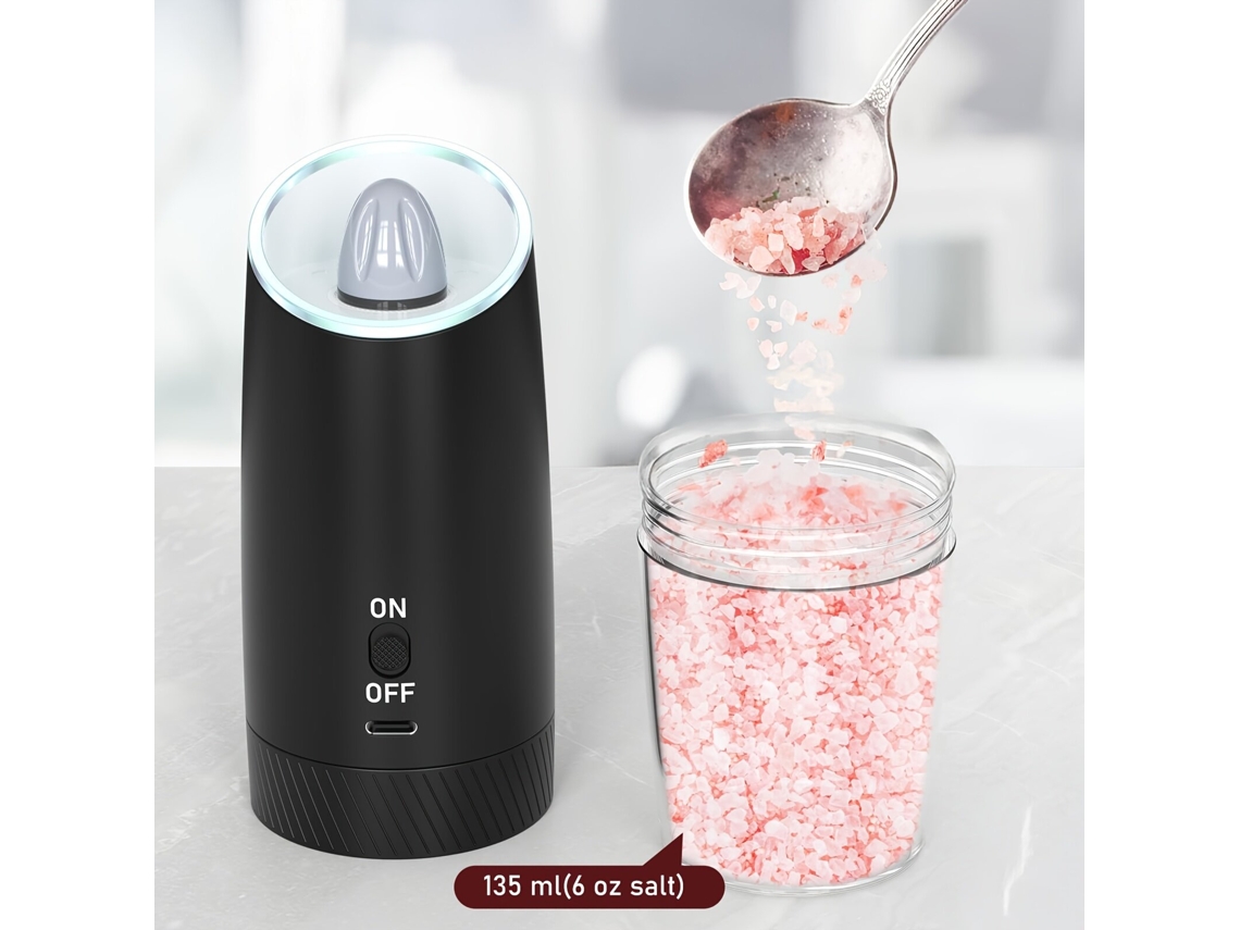 Ipree Moedor Elétrico Sensor Gravidade Recarregável Automático Pimenta Sal Led Grande Capacidade Ferramenta Economizar Tempo Cozinha