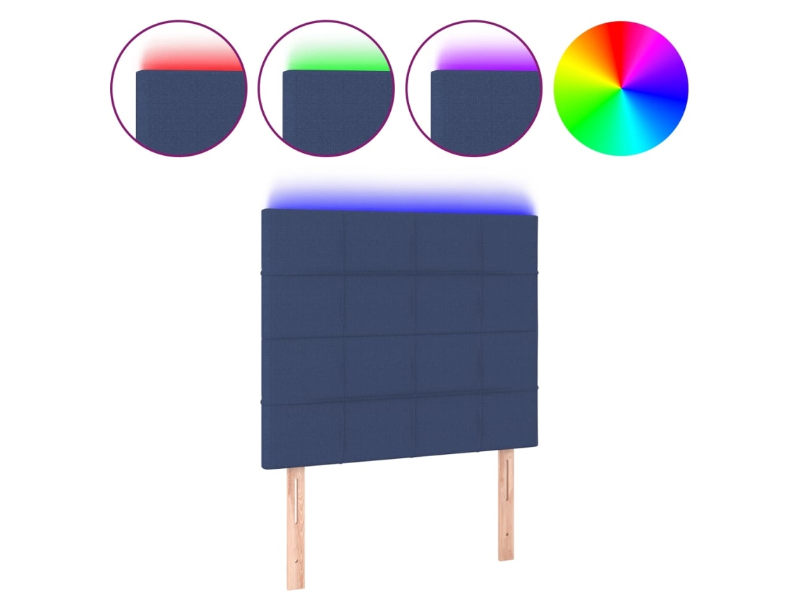 Cabeceira de Cama C/ Led Tecido 90x5x118/128cm Azul MAISON EXCLUSIVE