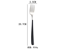 Conjunto De 6 Tenedores De Acero Inoxidable, Mango Largo, Para Ensaladas, Carne, Frutas, Vajilla Occidental Creativa, Plateado Y Negro