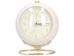 Relógio despertador silencioso com luz noturna pequeno para quarto mesa metal bege dourado S/MARCA