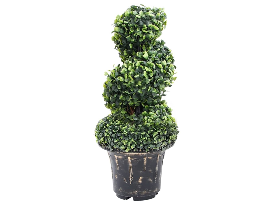 Vidaxl Planta Artificial Buxo Em Espiral Com Vaso 59 Cm Verde