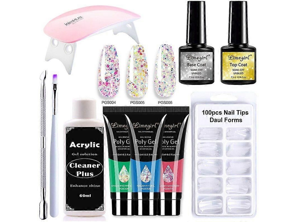 Kit de Unhas Gel Poly com Lâmpada Uv 6w, Rápido Ferramentas para Manicure GOKOCO