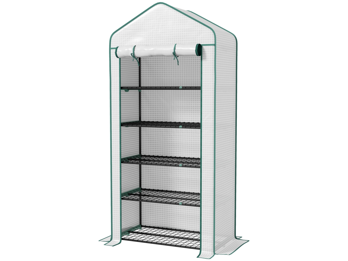 Fogão Brancas Resistente de 5 Vias com 1 Suporte com Zíper Anti-UV e Prateleiras 90x49x193 cm