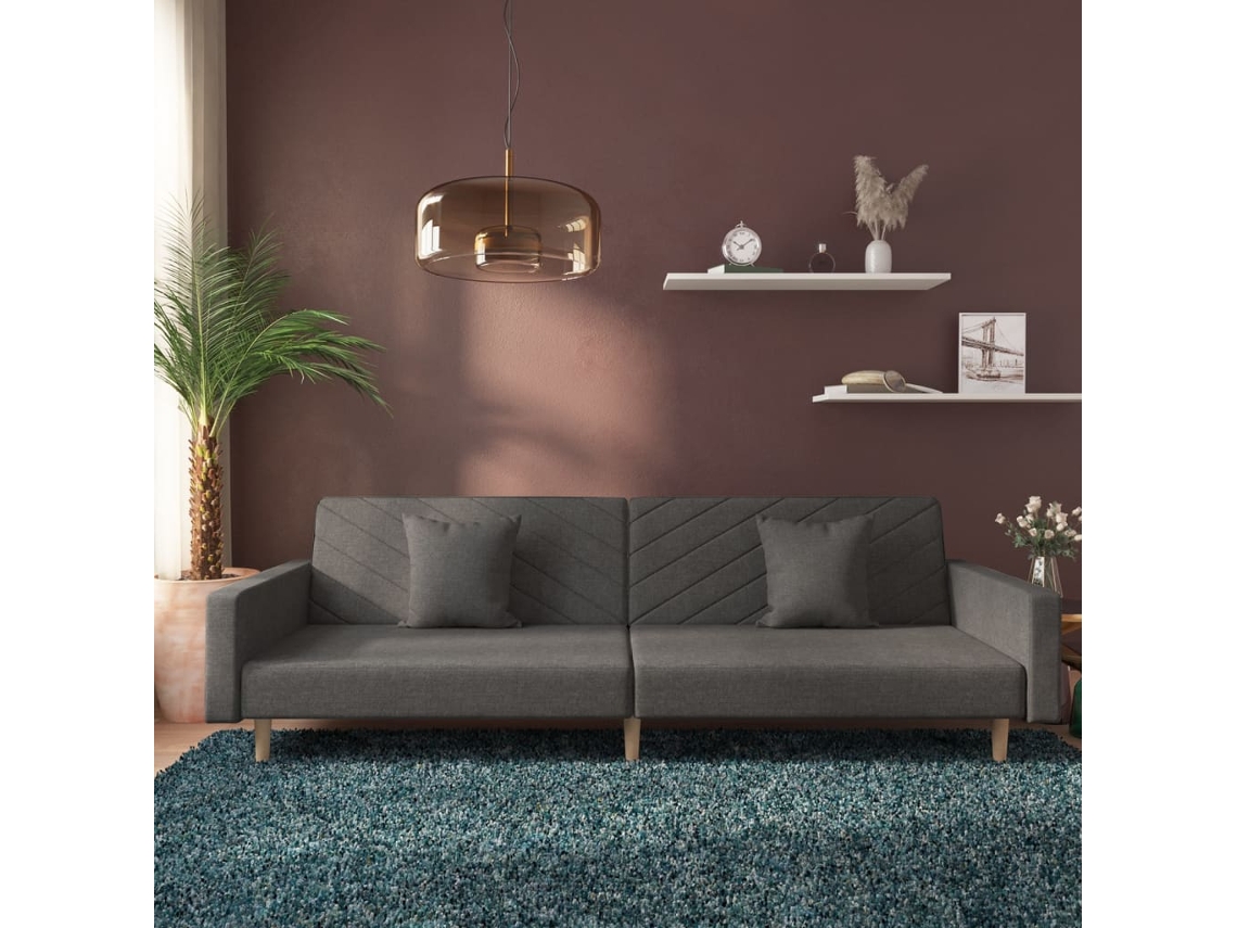 Sofá Cama Sofá Conversível Duas Lovely Home Madeira Tecido Cinzento (220x84.5x69cm)
