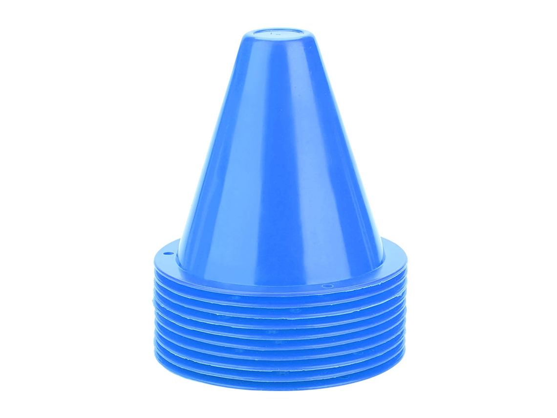 10pcs Cones De Treinamento De Futebol Barreiras Plásticas Marcadores Acessórios (azul)