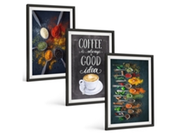 Conjunto De Pinturas Especiarias, Café, Ervas, Padrões Espelharte (3 Peças 40x60 Cm)
