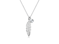 2026-collar Pluma De Cristal Em Prata Esterlina 925