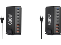 Carregador de Mesa Gan Pd Duplo de 600 W com 8 Portas Usb Tipo C para Celulares SFUSHOS