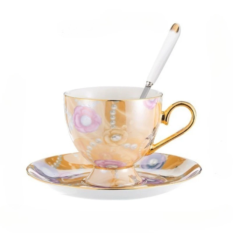 (estilo A 200ml) Caneca De Café Em Cerâmica Com Textura Perolada, Estilo Europeu, Caneca De Luxo Para Escritório, Caneca De Chá Com Borda Dourada.