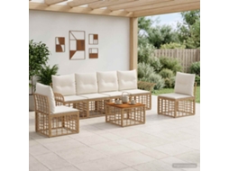 Vidaxl Conjunto De Sofás Para Exterior 7 Pcs Natural E Branco Creme