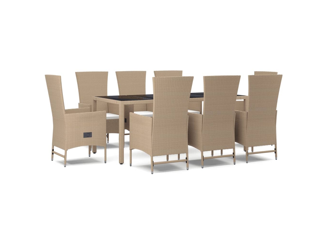 Garden Dining Set, Garden Dining Sets Vidaxl Bege Rattan / Vime (mesa Com 190 Cm De Comprimento)