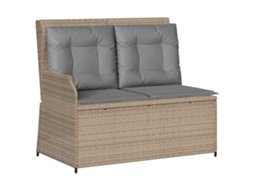 Conjunto 1 Banco De Jardim Vidaxl Bege Vime Pe (110 X 67 X 95 Cm)