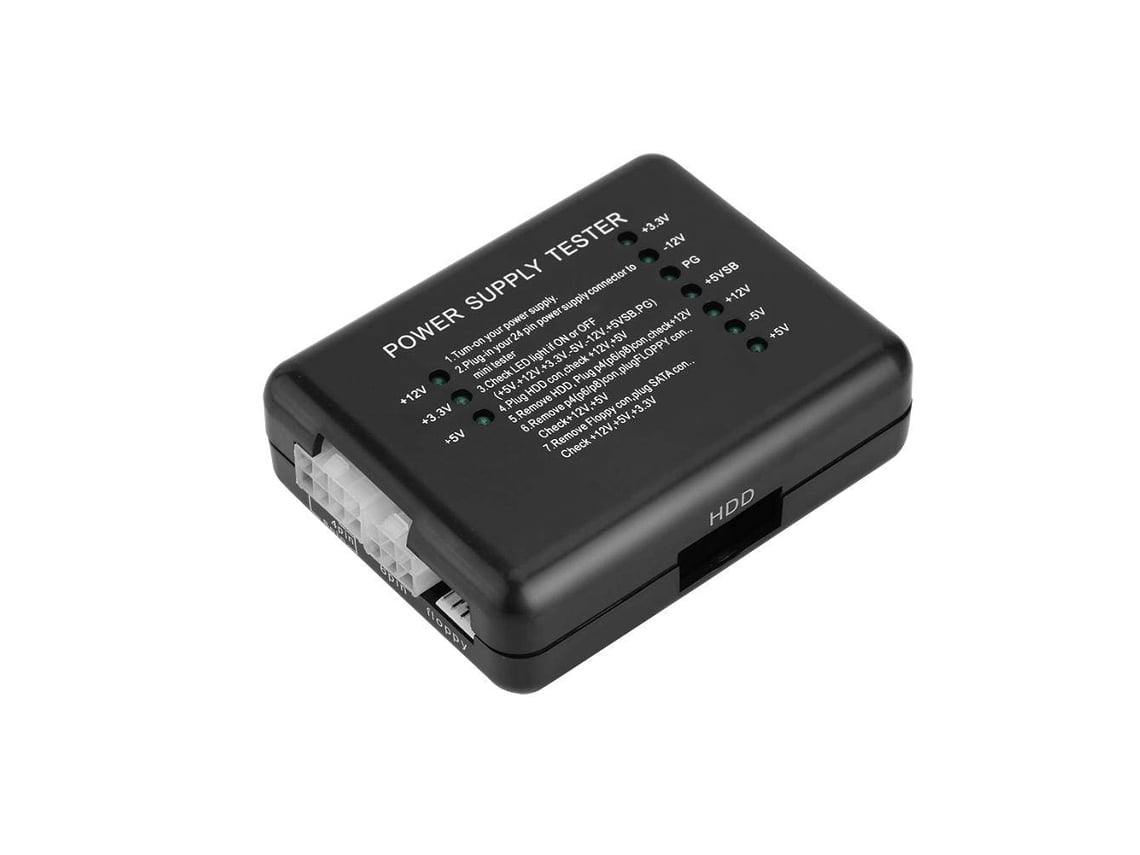 Testador Verificador de Fonte Alimentação para Computador com Disco Rígido 20 24 Pinos Led Usb Portátil Casa Escritório Compacto STELASPLEN