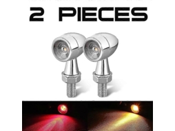 Rebe luces de Sinalização Led Moto Cromada 12v Indicadores Piscantes Drl Freio para Honda Suzuki Kawasaki 2 Peças Vermelho Amarelo