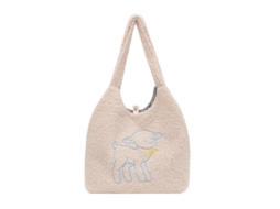 Bolsa transversal de tecido com pelo de cordeiro, estilo casual | S/BRAND