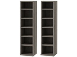 Conjunto 2 Prateleiras Cd dvd , 12 Compartimentos, 204cds, Escuro 21x22,5x88,5cm Cinza