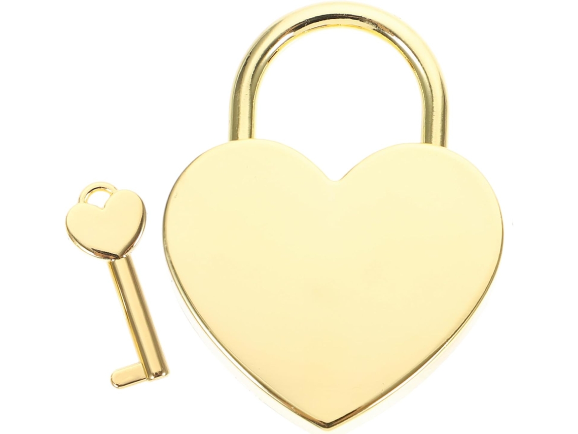 Cadeado Pequeno Em Formato De Coração Dourado Da Ifundom, Tamanho Grande Com Chave, Leve E Compacto, Ideal Para Malas