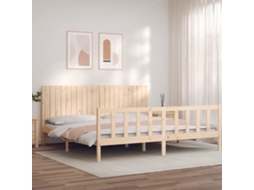 Cama Sem Colchão 200x200 Cm Madeira De Pinho Maciça