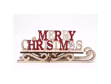 Decoração de Natal para suporte - SIL - Merry C - Vermelho - Contraplacado - 29x5,5x15 cm