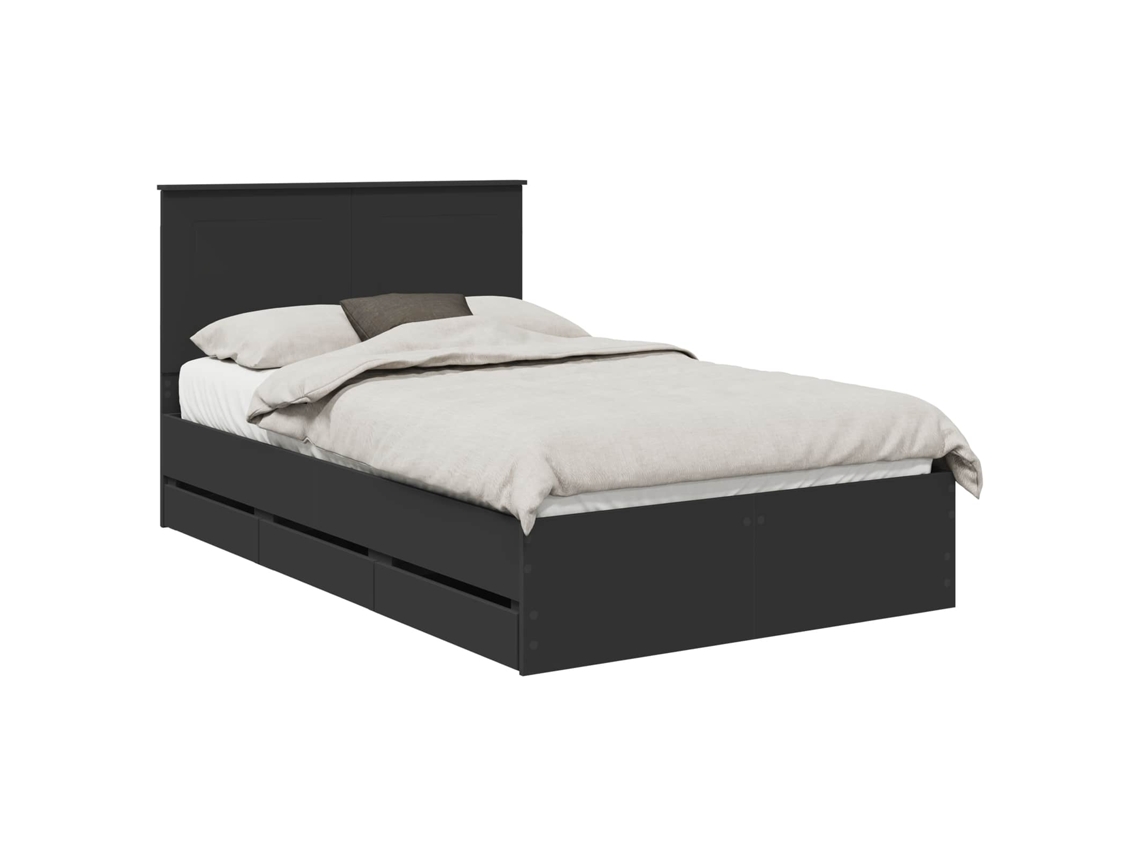 Conjunto 1 Estrutura De Cama Moderna Vidaxl Preto Derivados De Madeira (120 X 190 Cm)