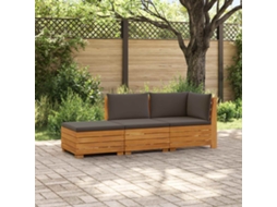Vidaxl 3 Unid. Conjunto De Sofás Para Exterior Castanho
