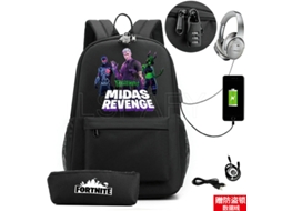 Fortnite Mochila de Estudante Recarregável Usb para Impressão
