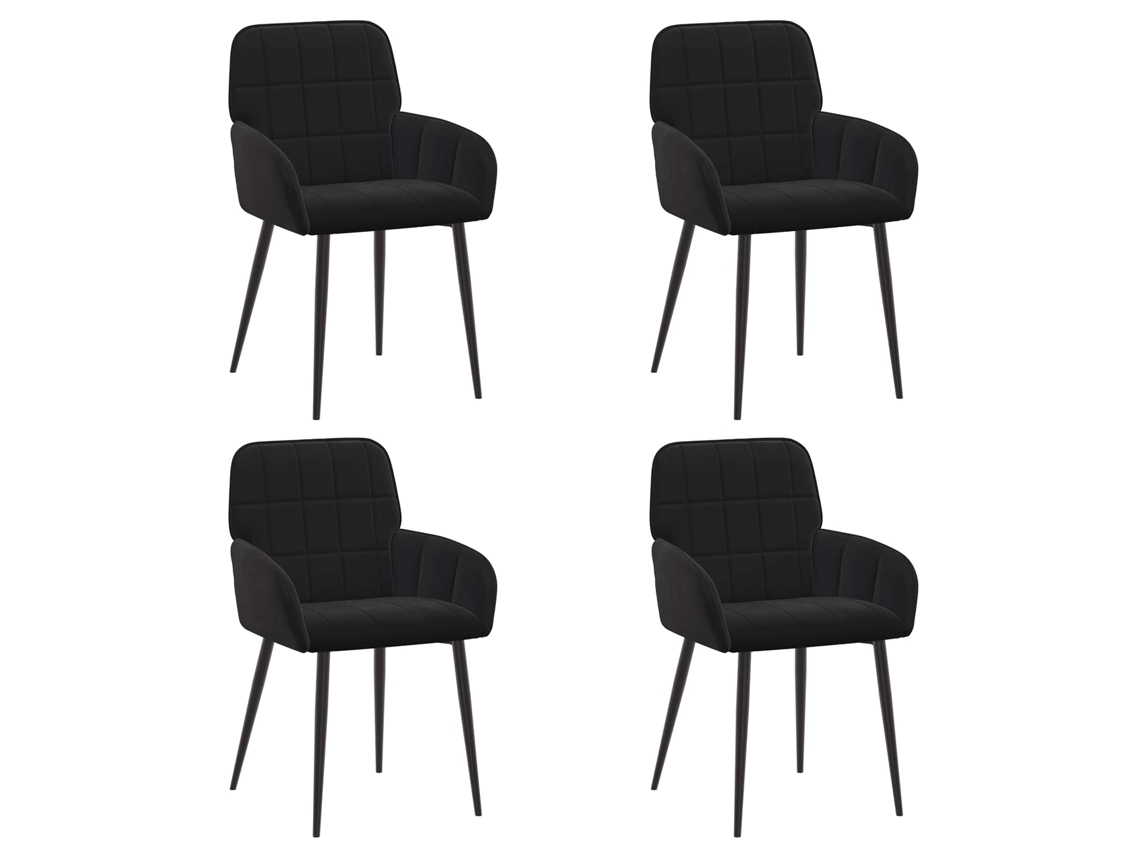 Conjunto 4 Cadeiras De Jantar Vidaxl Preto Veludo (57 X 50 X 85 Cm)