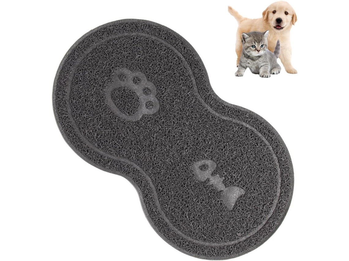 Cinza 1 X Tapete para Comida de Animais de Estimação 45 X 26 Cm Antiderrapante para Tigela de Cães e Gatos Adequado para Alimentos Secos AQUAFORGE