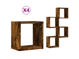 Conjunto 4 Prateleira De Parede Vidaxl Castanho Derivados De Madeira (26 X 15 X 26 Cm)