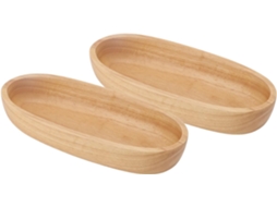 2 Bandejas Ovais De Madeira De Seringueira, Simples E Bonitas, Para Doces E Frutas Pratos E Tigelas Gokoco