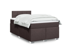 Vidaxl Cama Boxspring Com Colchão 120x190 Cm Tecido Castanho-escuro