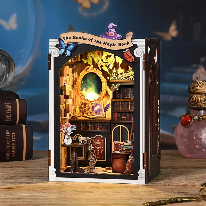 Livraria Mágica Faça Você Mesmo - Modelo Arquitetônico De Suporte De Livros De Madeira Artesanal