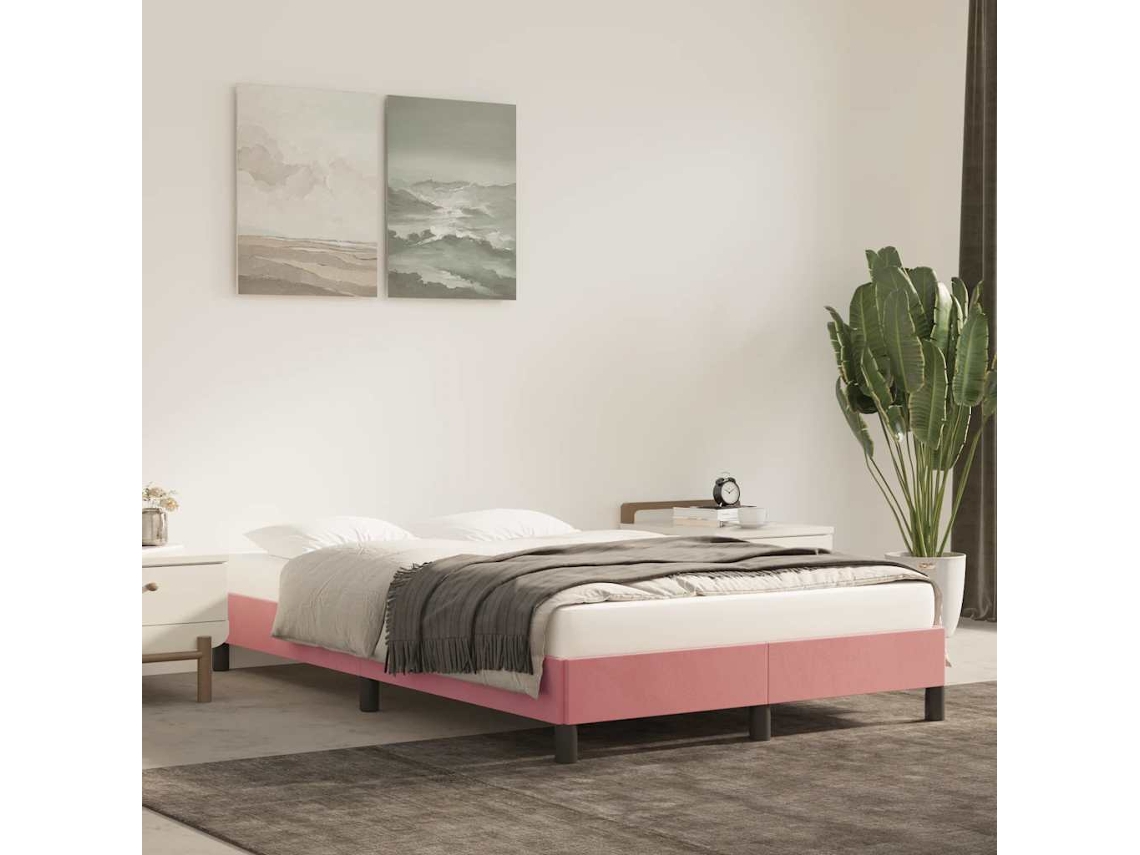 Vidaxl Estrutura De Cama 120x200 Cm Veludo Rosa