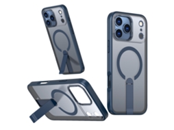 Capa Magsafe Para Iphone 17 Pro Max Com Suporte Dobrável, Azul