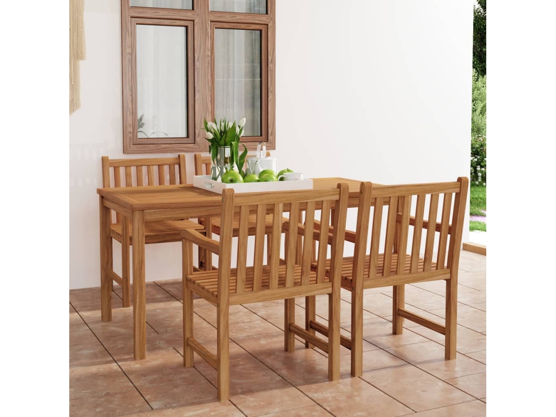 Vidaxl Conjunto De Jantar De Jardim De 5 Peças 160x80 Cm Madeira De Teca Maciça