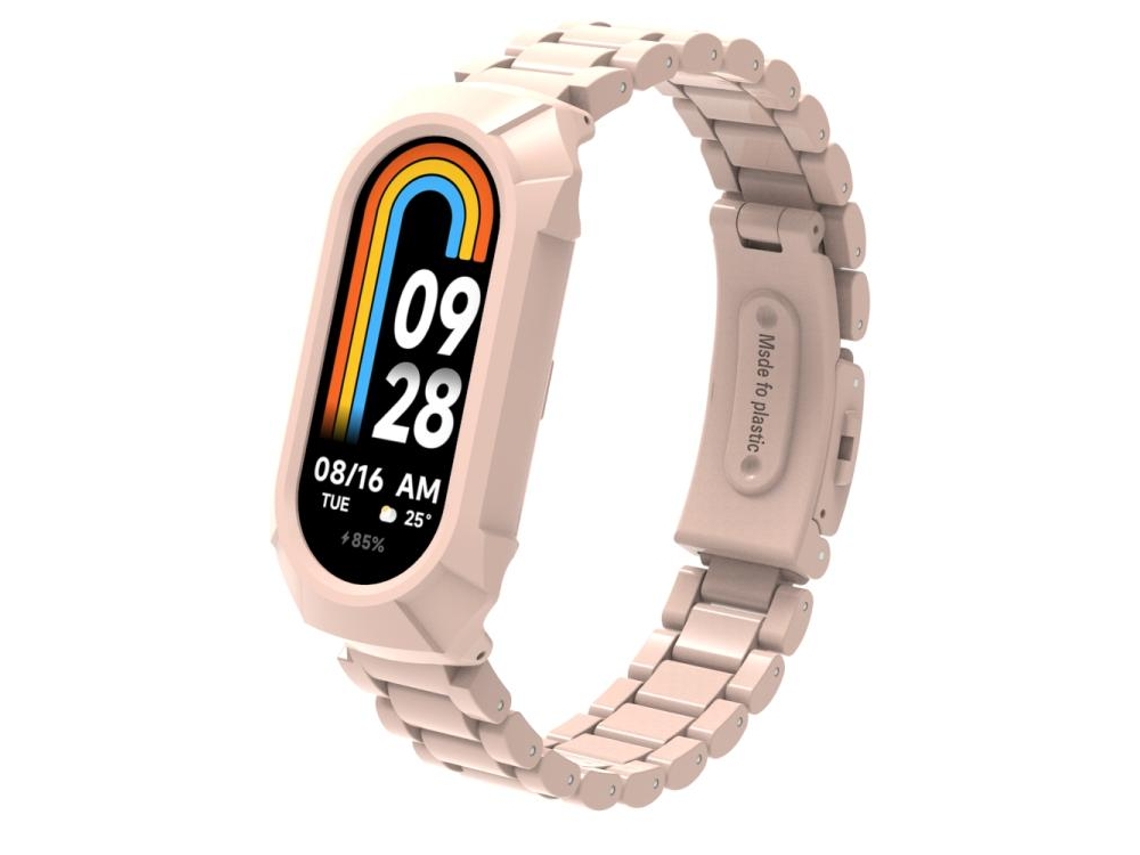 Bracelete para Xiaomi Smart Band 9/9 Nfc/8/8 Nfc Plástico com Três Contas Rosa Sakura XIAOMOYU